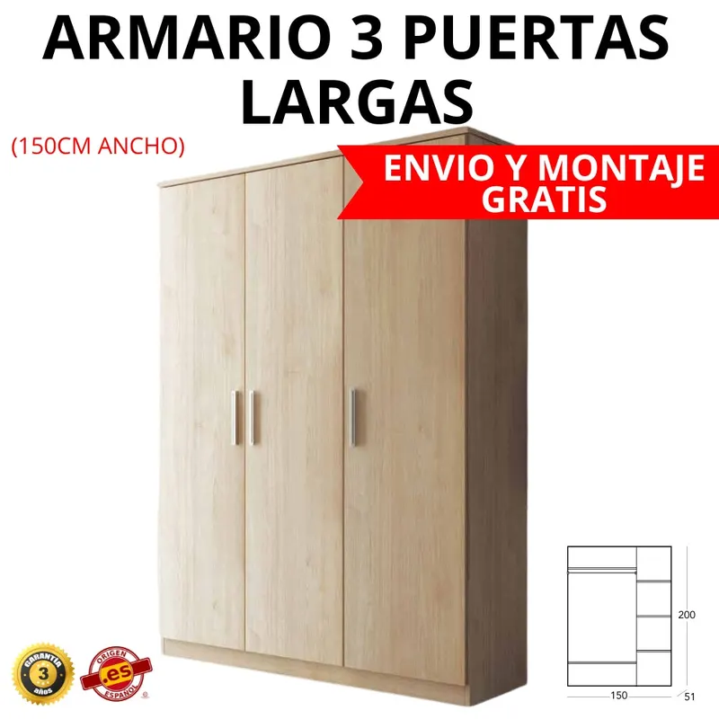 Armario 3 puertas largas