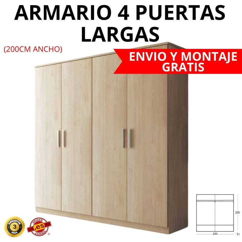 Armario 4 puertas largas