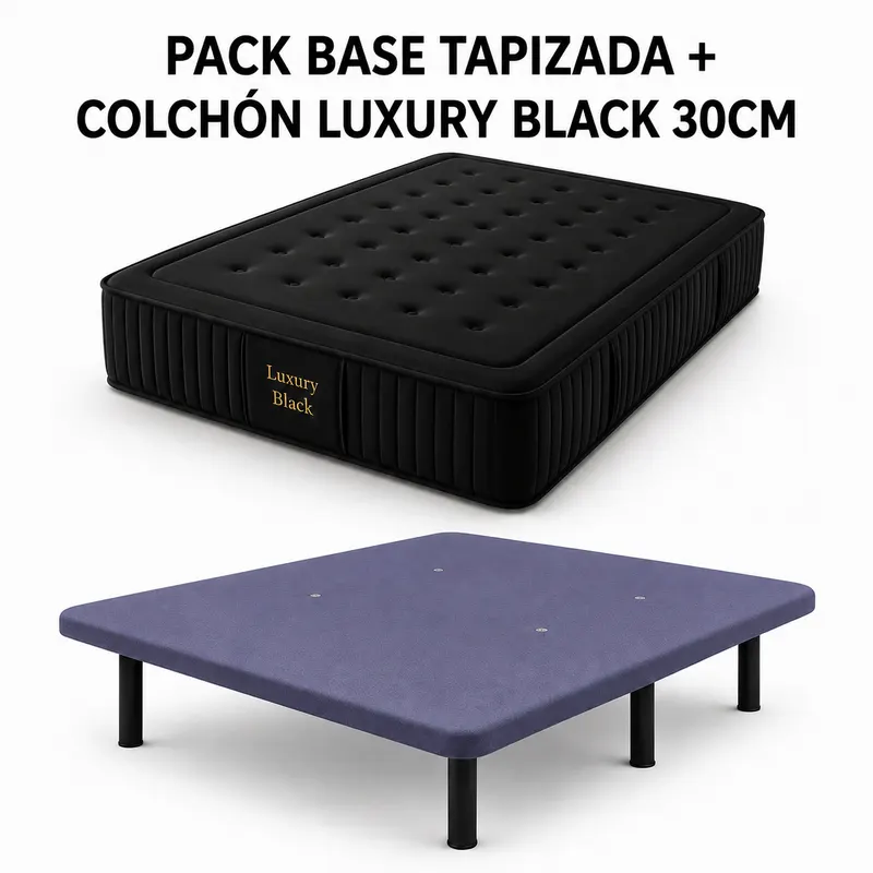 Pack base tapizada + colchón Black Design 30 cm