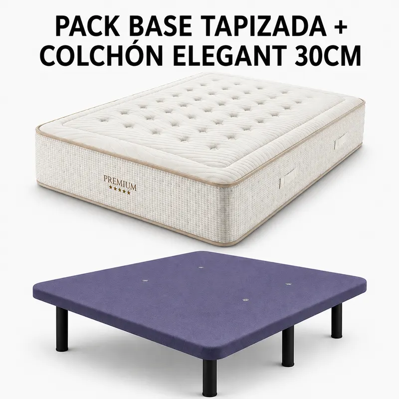 Pack base tapizada + colchón Elegant 30 cm
