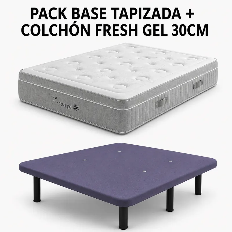 Pack base tapizada + colchón FreshGel 30 cm